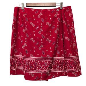 Vintage Bobbie Brooks Womens NWT Sz L Red Bandana Print Wrap Front Skorts Skirt